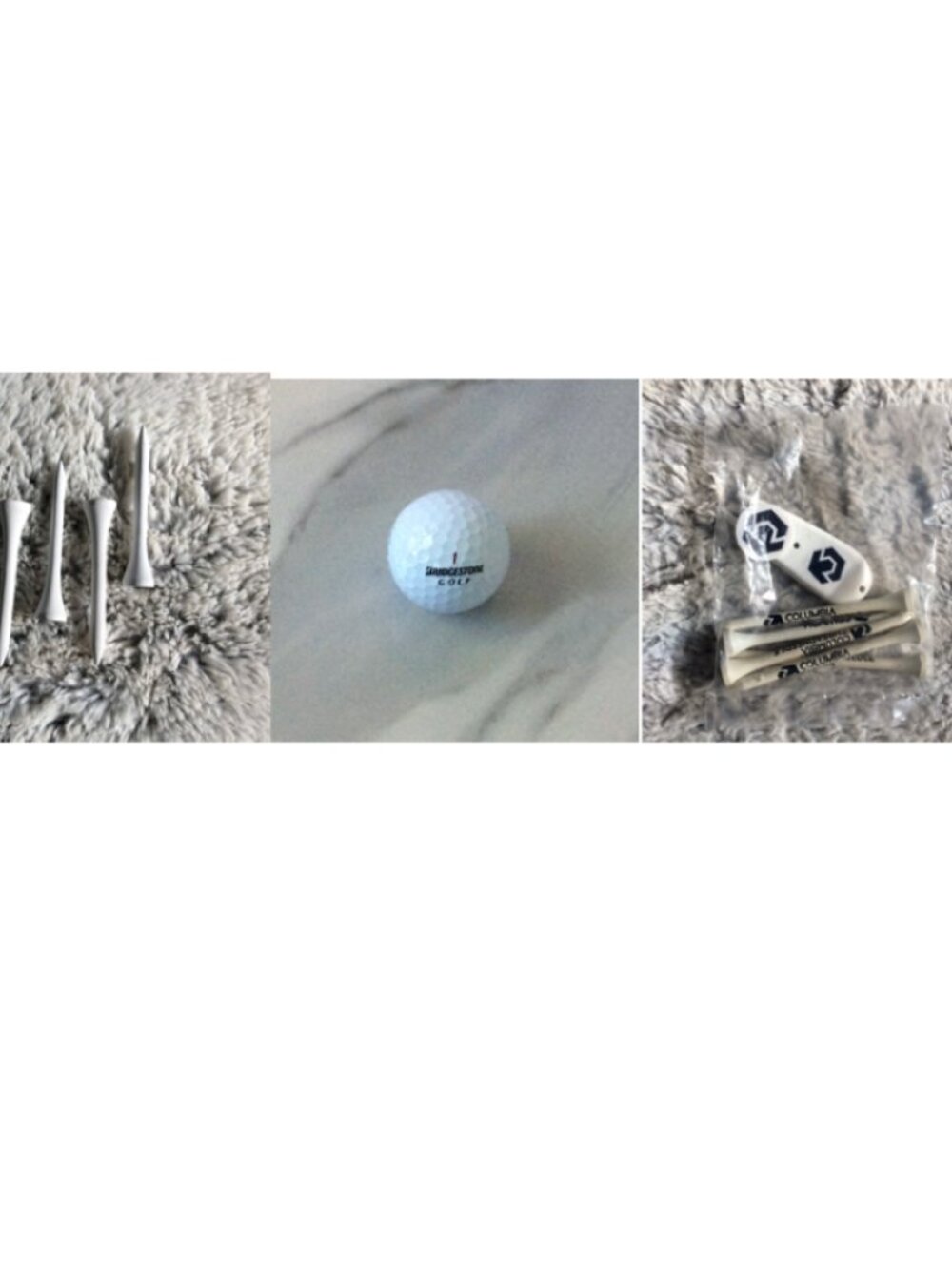Lot of FOUR Wood Golf Tees + Golfball + FREE Gift
